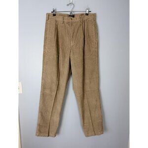 NWT Trader Bay Khaki Tan Corduroy Men's Pants 34x32 Pleated Front